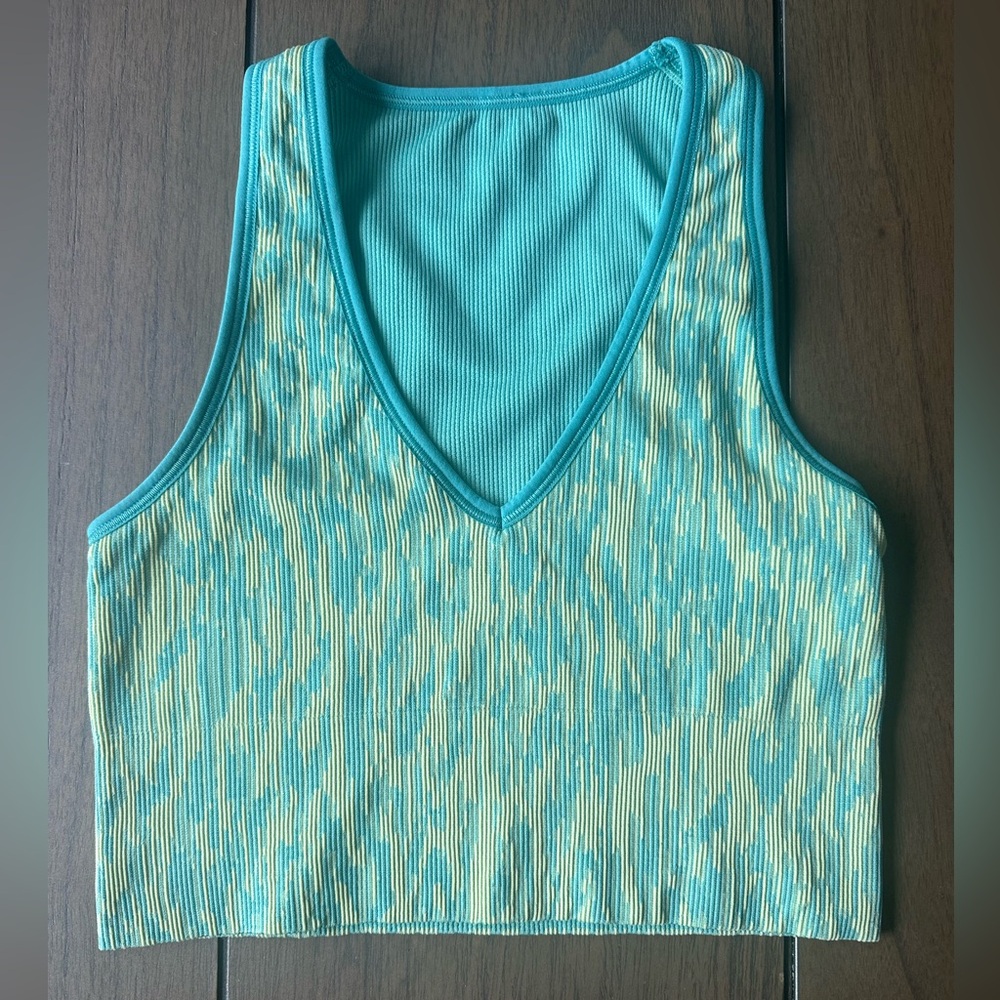 Athleta Women's Aurora Seamless Crop Rib Tank in Borealis Green Size S